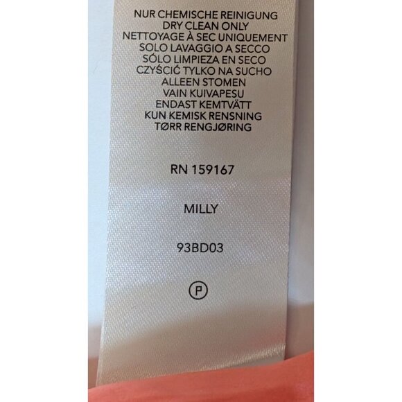 Milly Dress Floral Cloque Bernadene Mini Textured Embroidered Neon Melon Coral P - Picture 4 of 12